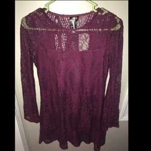 dark burgundy long sleeve dress with back cutout